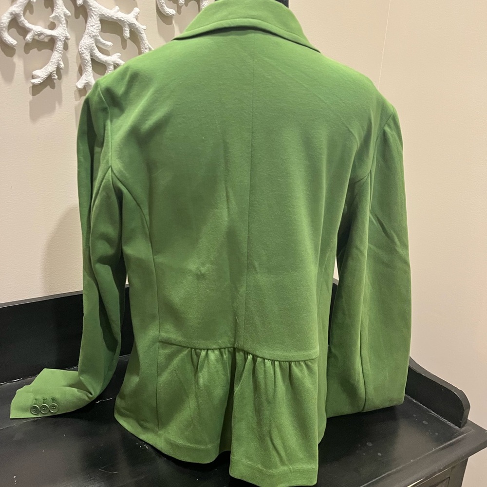 Talbots Green Knit Blazer Jacket Peplum Back Size L EUC - Picture 3 of 5